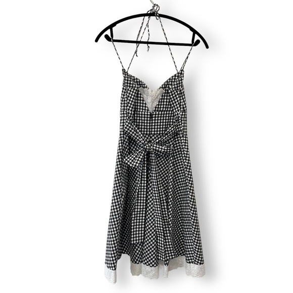 OC by Oleg Cassini Retro Gingham Eyelet Sundress with Bow and Spaghetti Straps - Picture 7 of 7